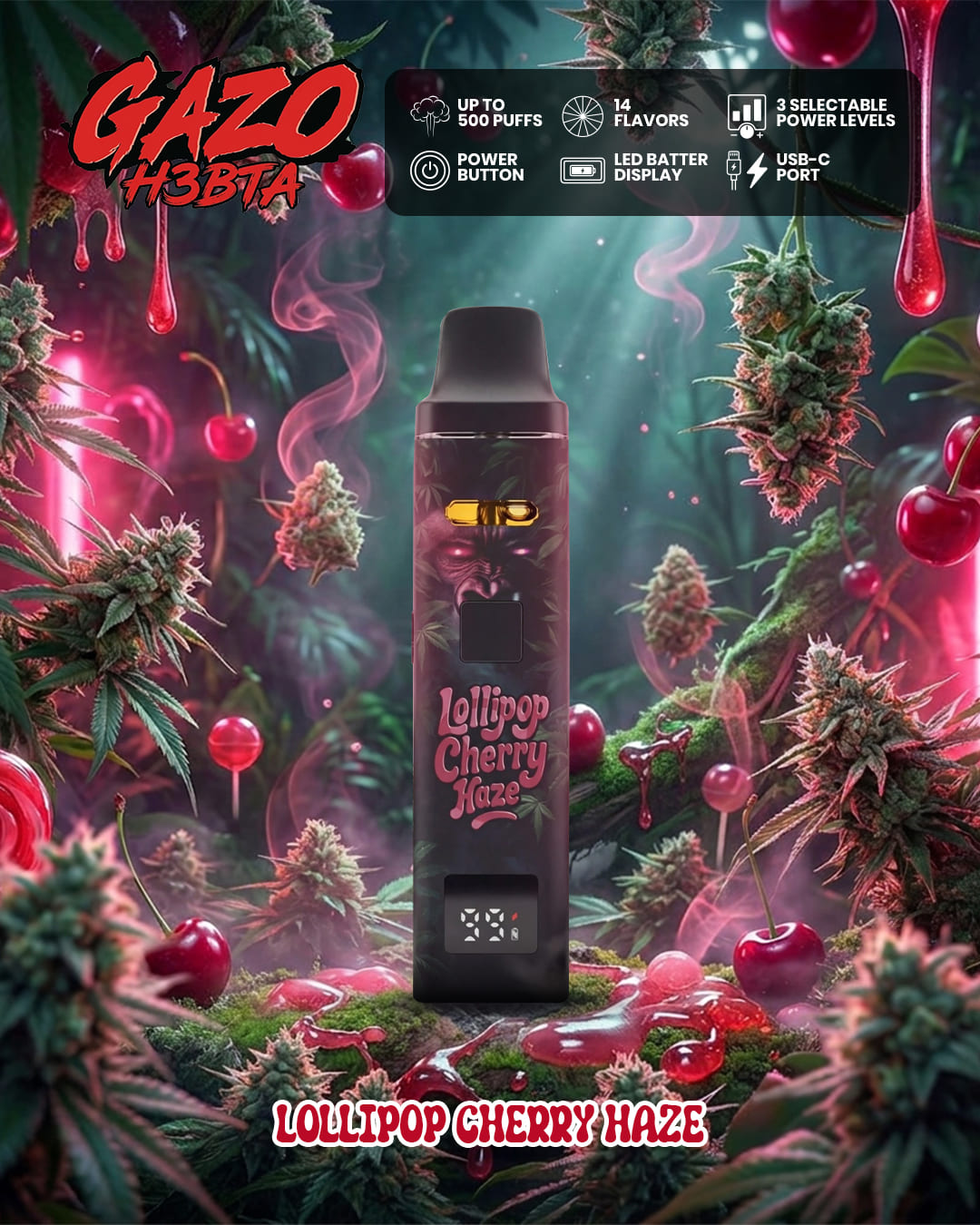 GAZO Pro Lollipop Cherry Haze – Gzuz H3BTA Vape