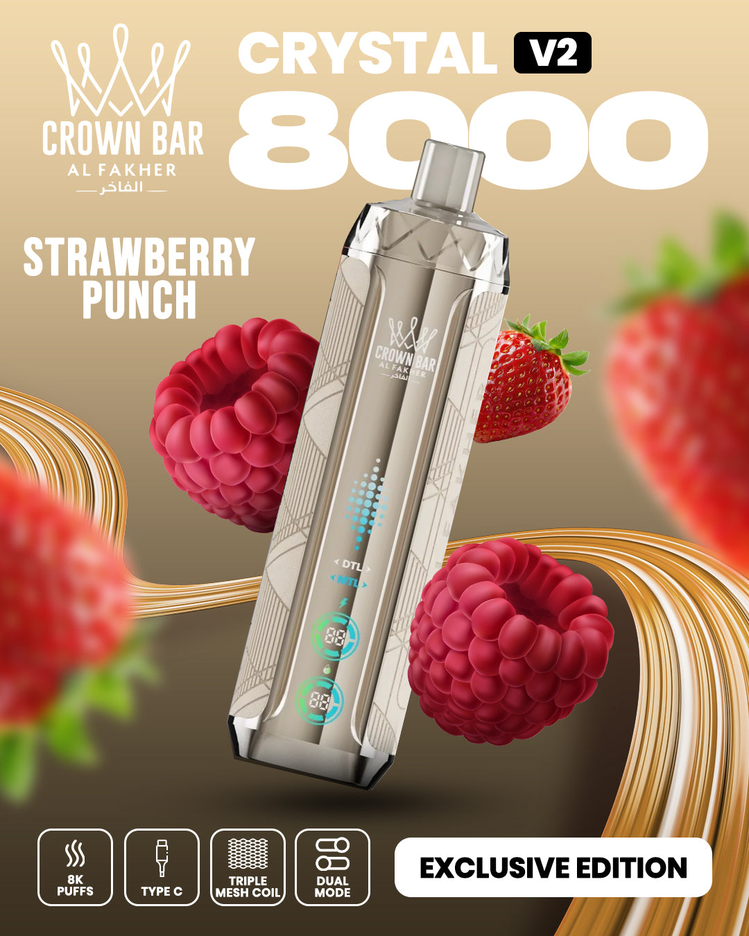 Al Fakher Vape 8000 - Crown Bar Crystal V2