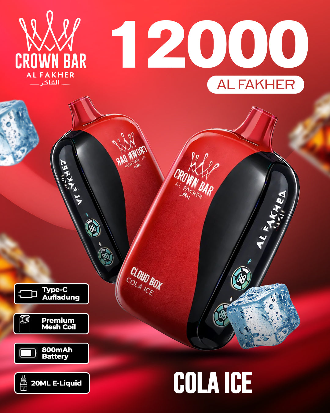 Al Fakher CrownBar Vape 12000 - Cola Ice