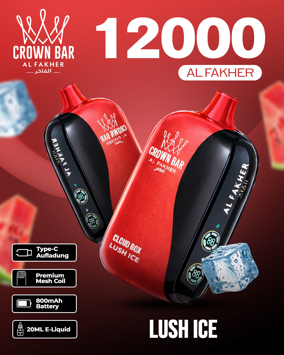 Al Fakher CrownBar Vape 12000 - Lush Ice