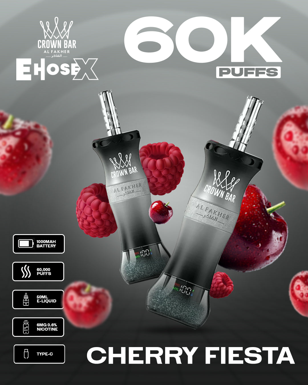Al Fakher Vape CrownBar 60000 - Cherry Fiesta