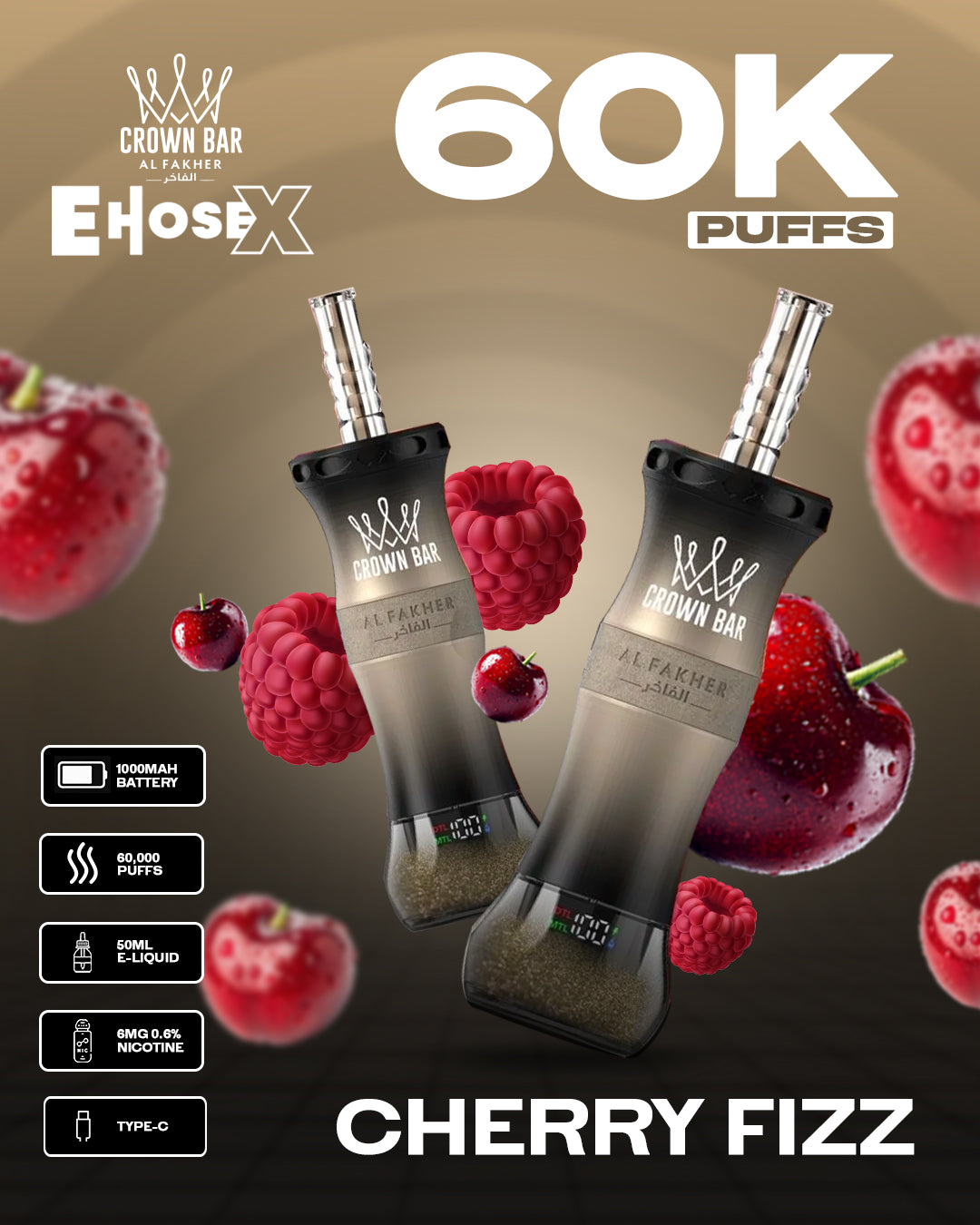 Al Fakher Vape CrownBar 60000 - Cherry Fizz