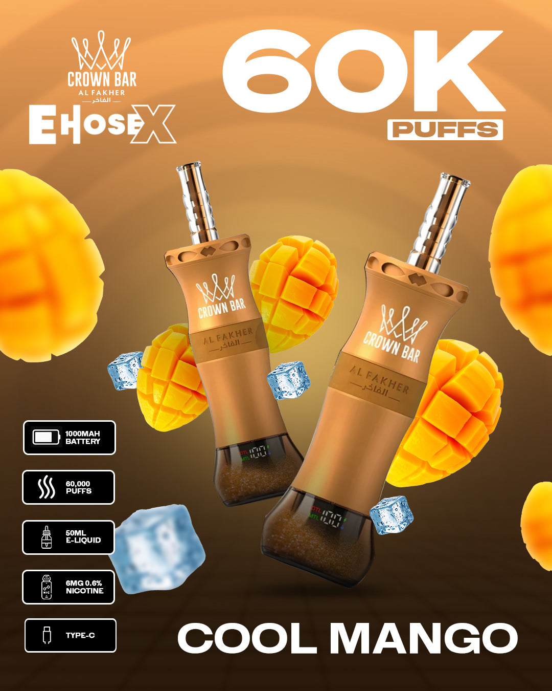 Al Fakher Vape CrownBar 60000 - Cool Mango