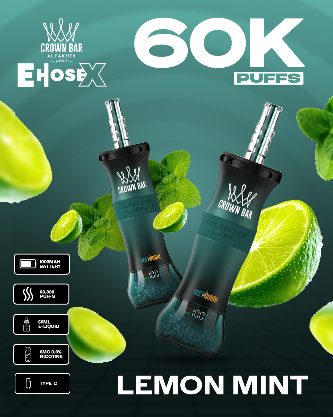 Al Fakher Vape CrownBar 60000 - Lemon Mint