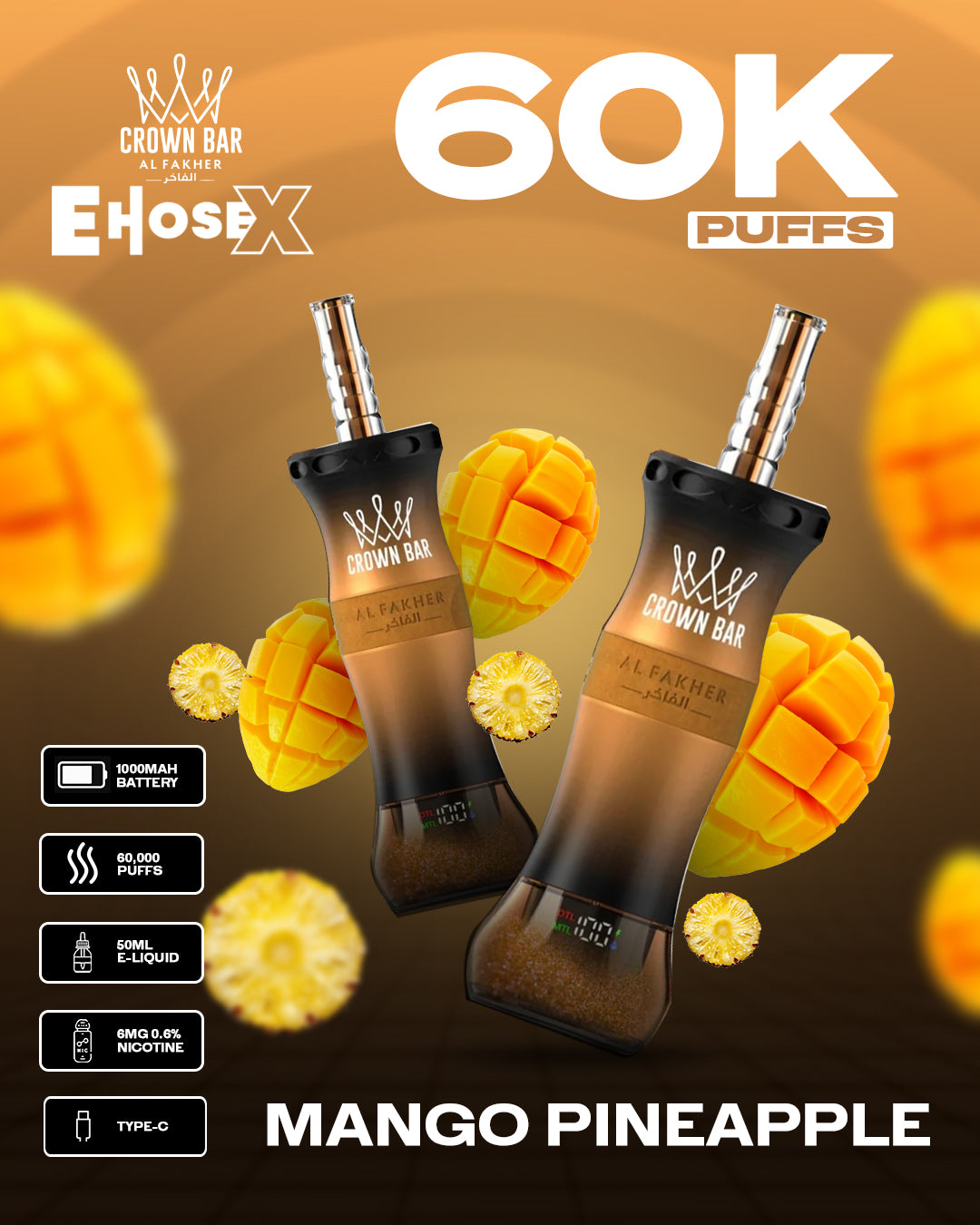 Al Fakher Vape CrownBar 60000 - Mango Pineapple