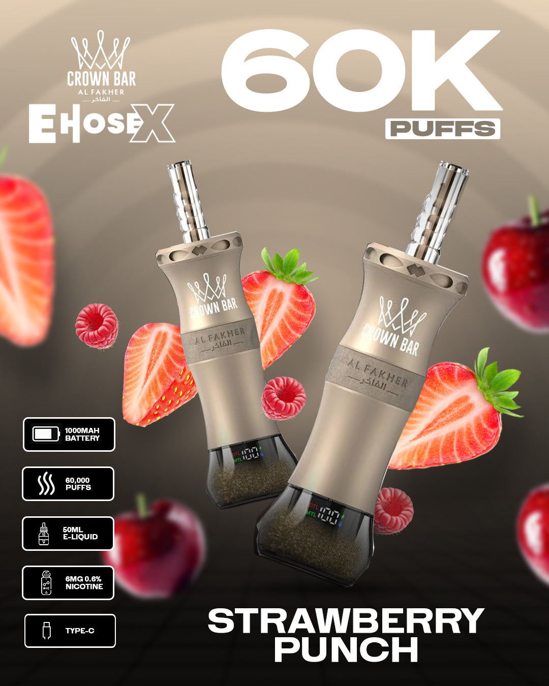 Al Fakher Vape CrownBar 60000 - Strawberry Punch