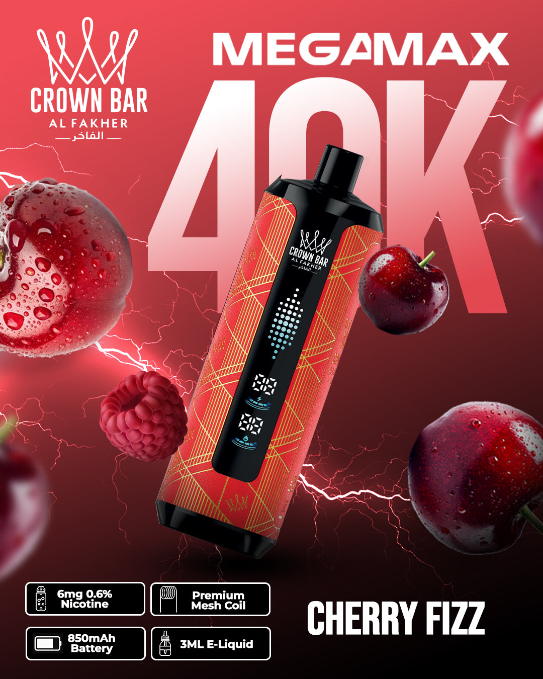 Al Fakher Crown Bar Mega Max 40K - Cherry Fizz