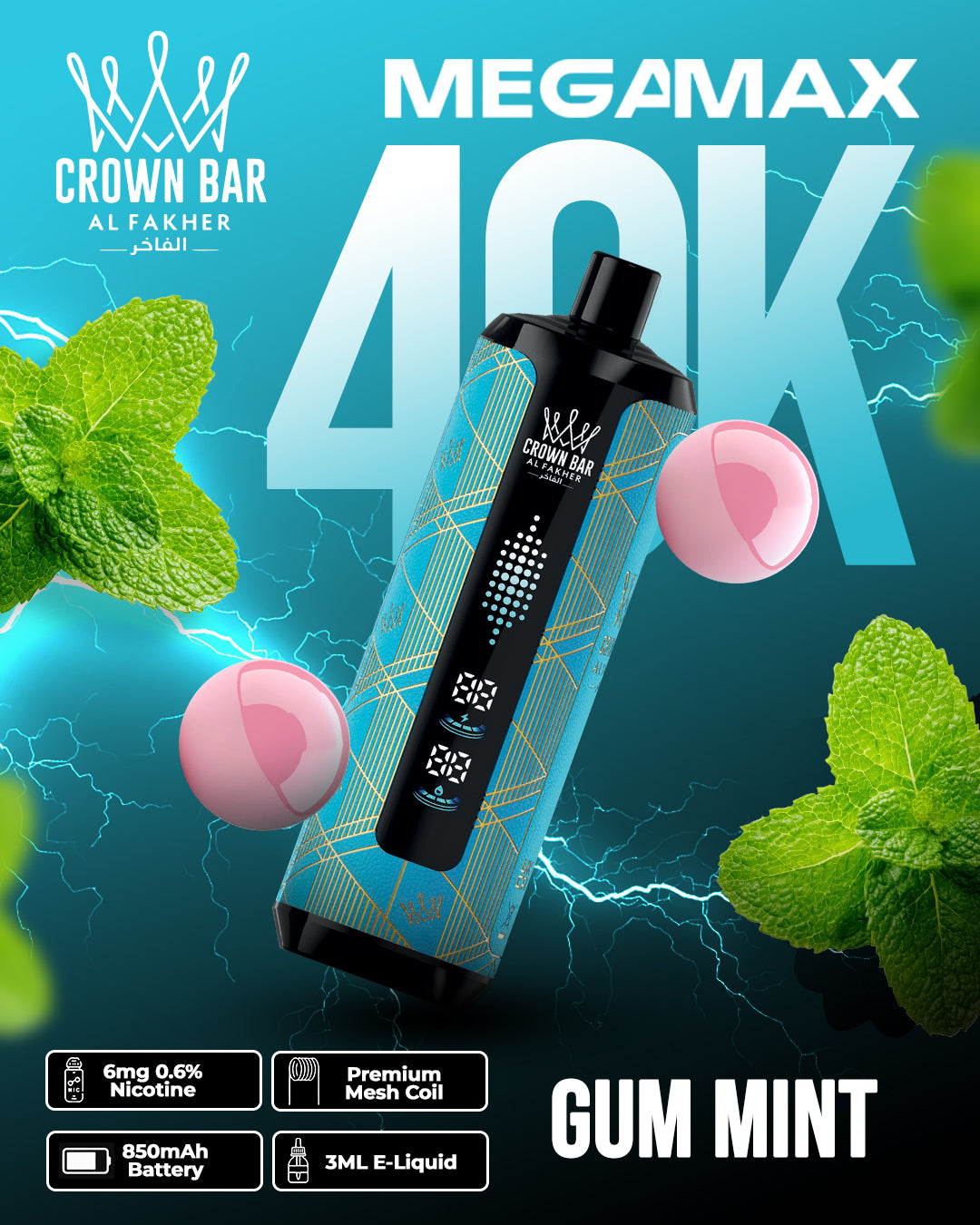 Al Fakher Crown Bar MEGA MAX 40K