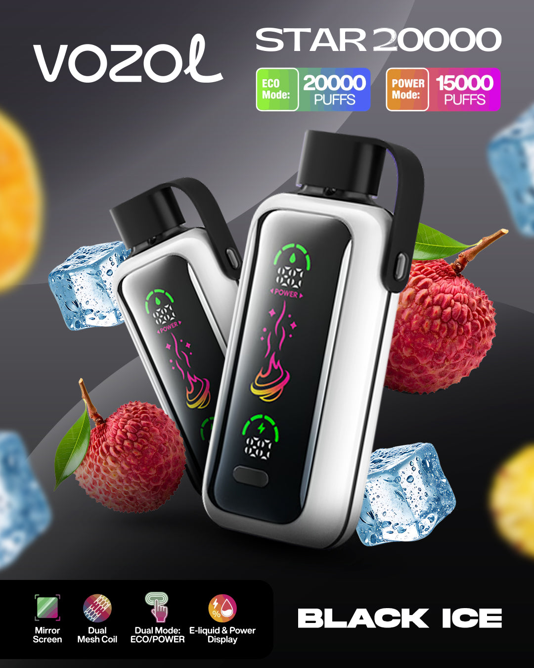 VOZOL VAPE STAR 20000 Black Ice
