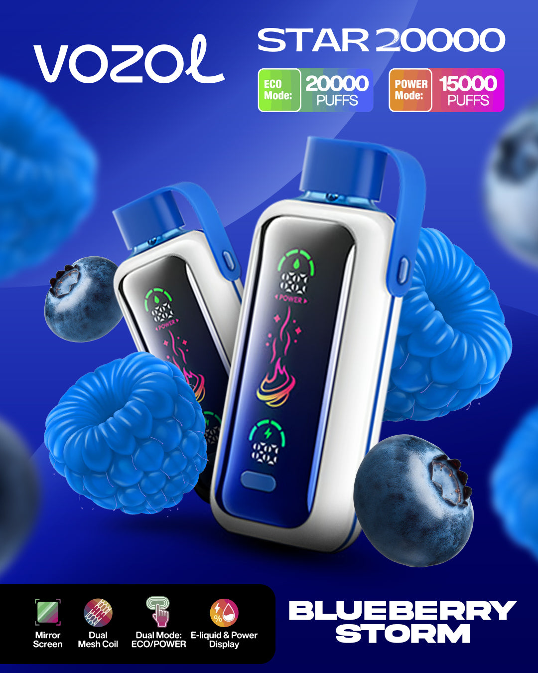 VOZOL VAPE STAR 20000 Blueberry Storm