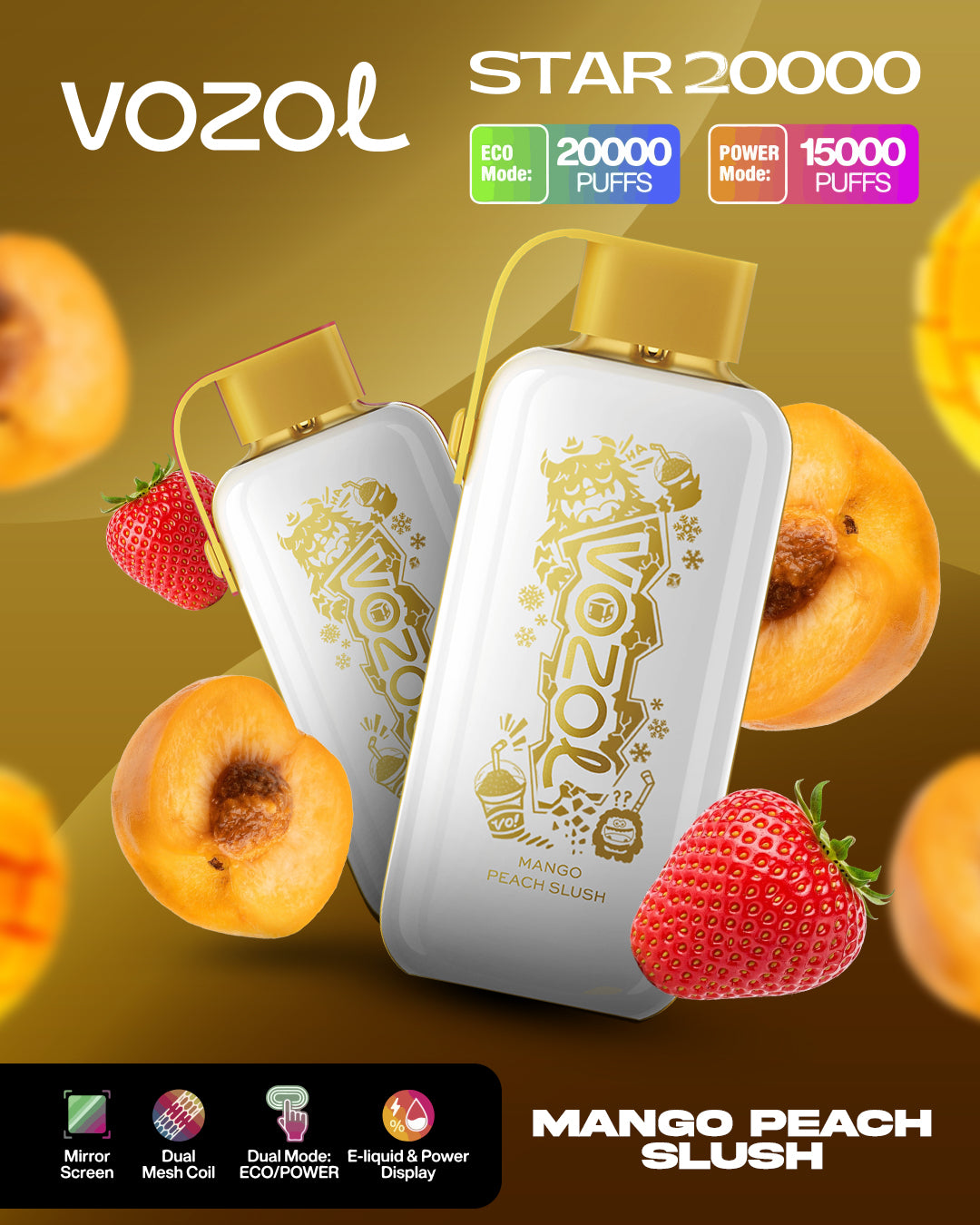VOZOL VAPE STAR 20000 Peach Mango Watermelon