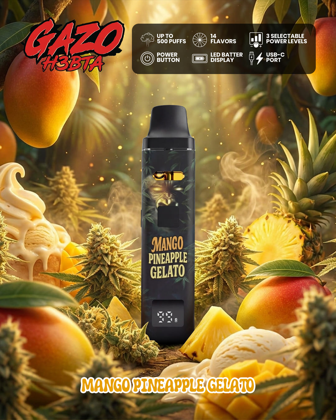 GAZO Pro Mango Pineapple Gelato – Gzuz H3BTA Vape