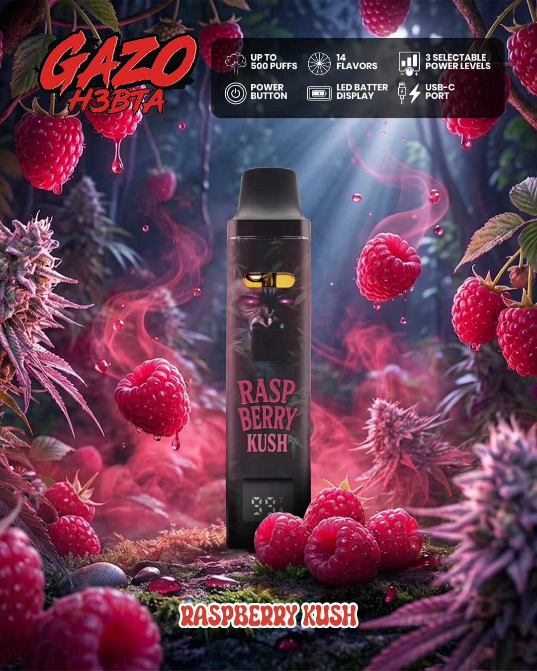 GAZO Pro Raspberry Kush – Gzuz H3BTA Vape