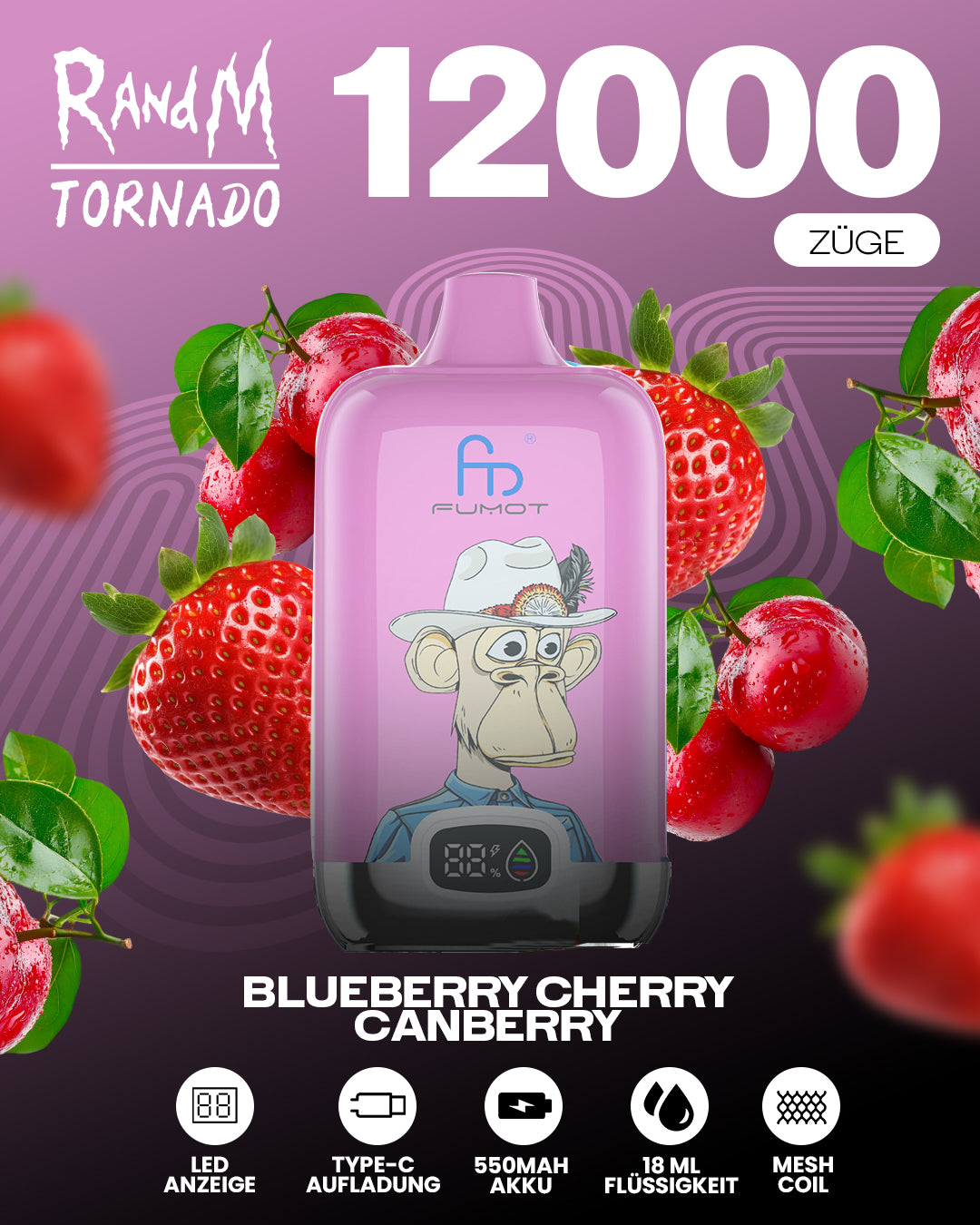 Fumot 12000 Blueberry Cherry Cranberry – Vape mit 12.000 Zügen